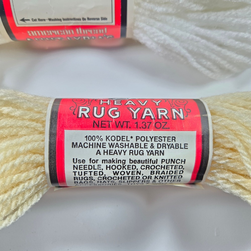 Vintage Aunt Lydia's Heavy Rug Yarn Lot 5 Skeins Red Green White Natural - Picture 9 of 12